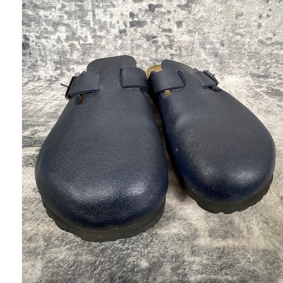 Birkenstock Womens 38 Boston Oiled Leather Clogs Solid Elemental Blue Comfort - Picture 4 of 13